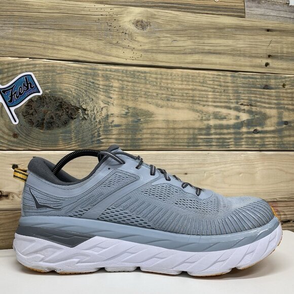 Hoka One One Bondi 7 Athletic Running Sneakers Men’s Size 12 Blue Yellow - Picture 6 of 12